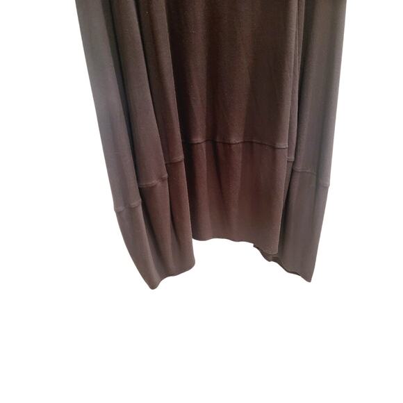 Comfy USA Dress Women's Sz XL Midi Lagenlook Modal Ballon Hem Brown Stretch - Picture 5 of 10